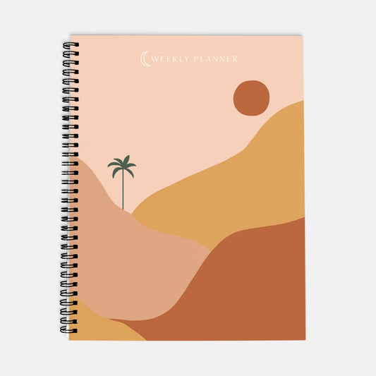 Desert Moon Large Undated Weekly Planner Minimalist Productivity Planner Journal Hardcover Spiral Planner 8.5 x 11