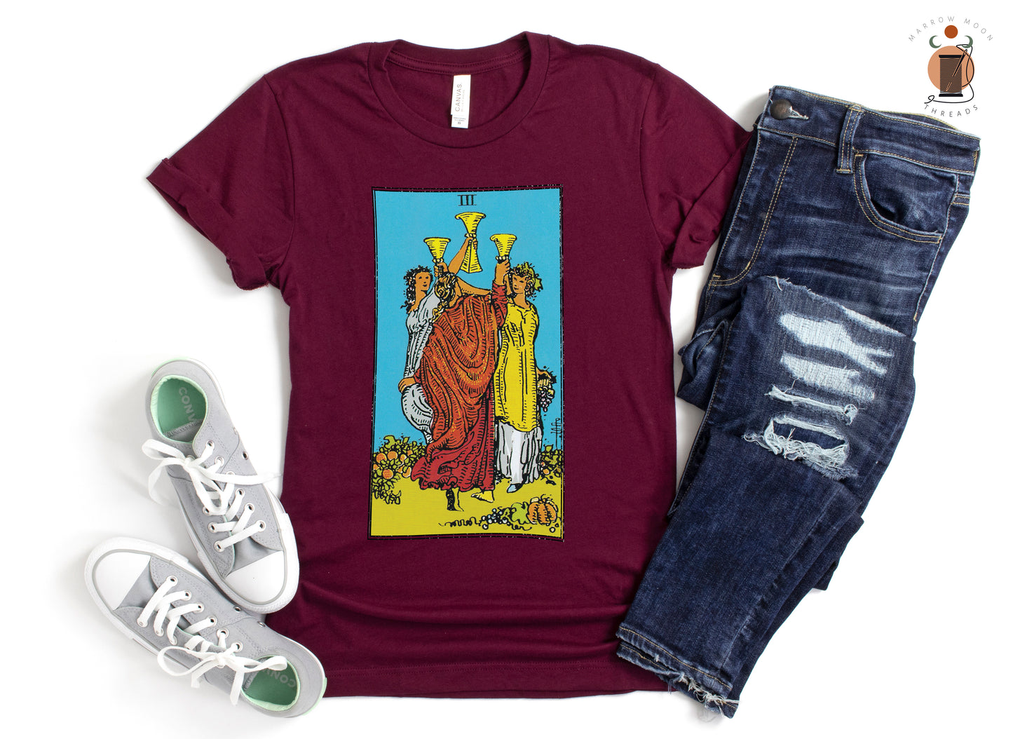 Three of Cups Tarot Card Shirt Dark Academia Gift for Tarot Readers