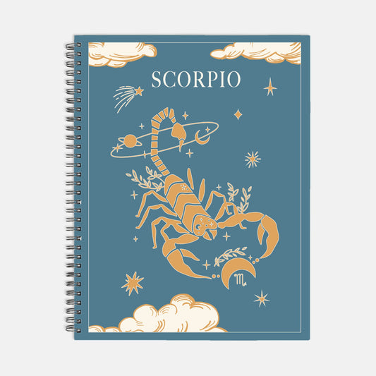 Scorpio Zodiac Journal Large Hardcover Spiral Wellness Witchy Notebook Gratitude Journal 8.5 x 11