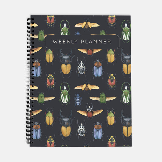 Watercolor Insect Undated Weekly Planner Minimalist Productivity Planner Journal Hardcover Spiral Planner 8.5 x 11