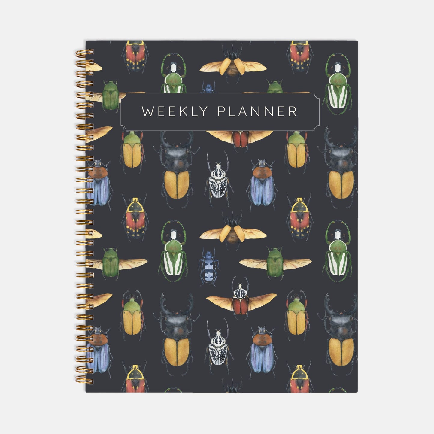 Watercolor Insect Undated Weekly Planner Minimalist Productivity Planner Journal Hardcover Spiral Planner 8.5 x 11