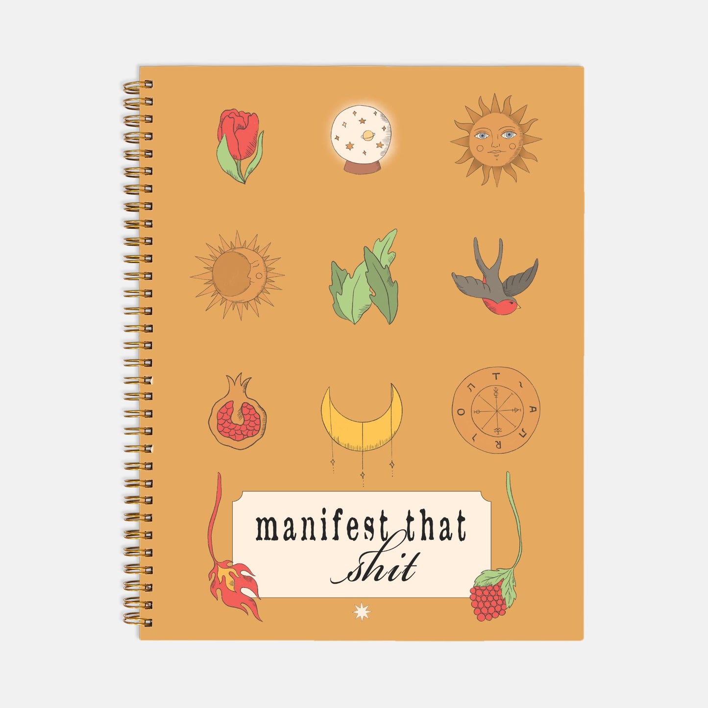 Manifest That Shit Large Magical Life Journal with a Witchy Aesthetic Gothic Hardcover Spiral Notebook 8.5 x 11