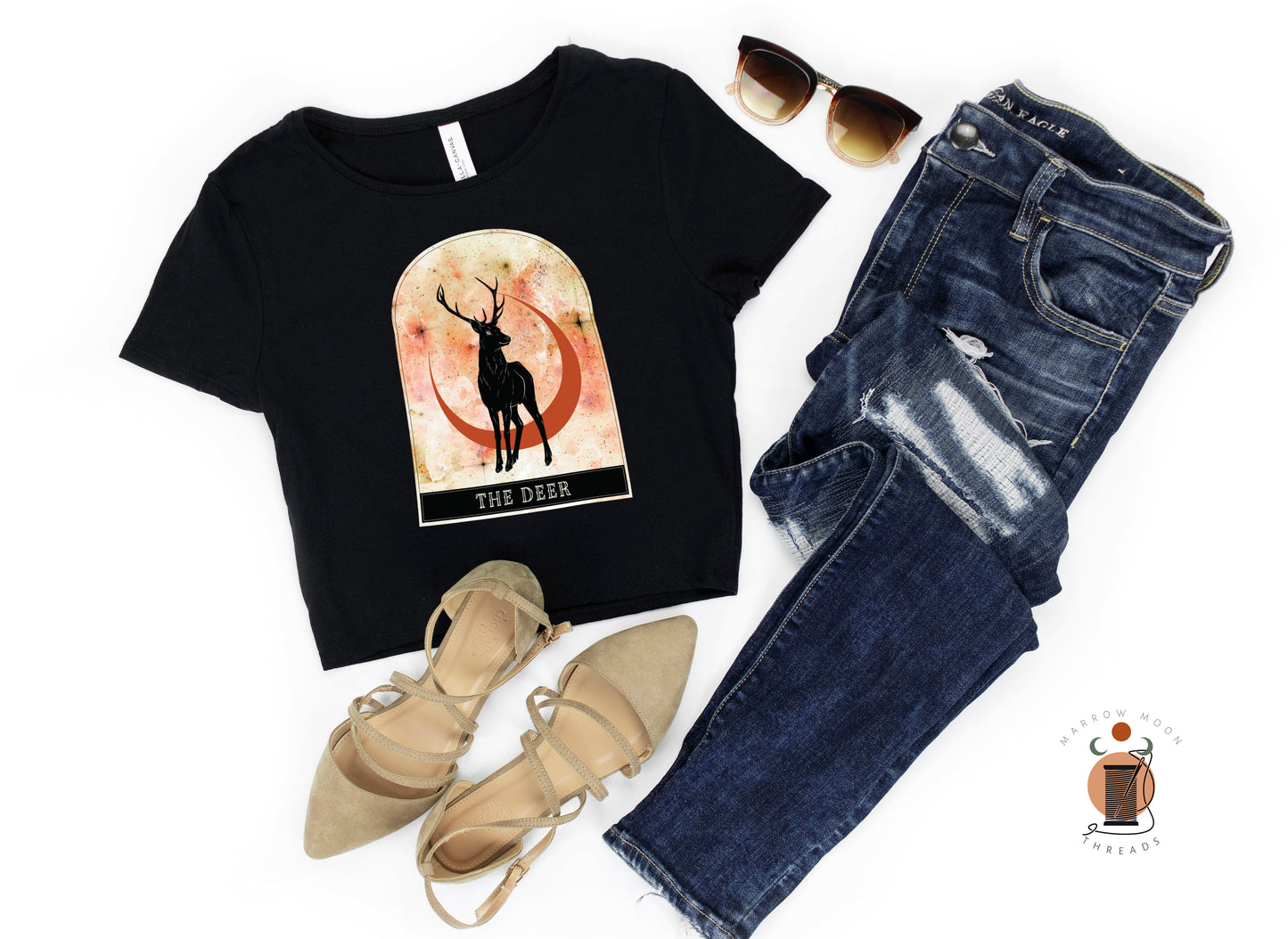 Witch's Familiar Deer Spirit Animal Shirt Crop Top Fairycore Dark Academia Witch Aesthetic Shirt