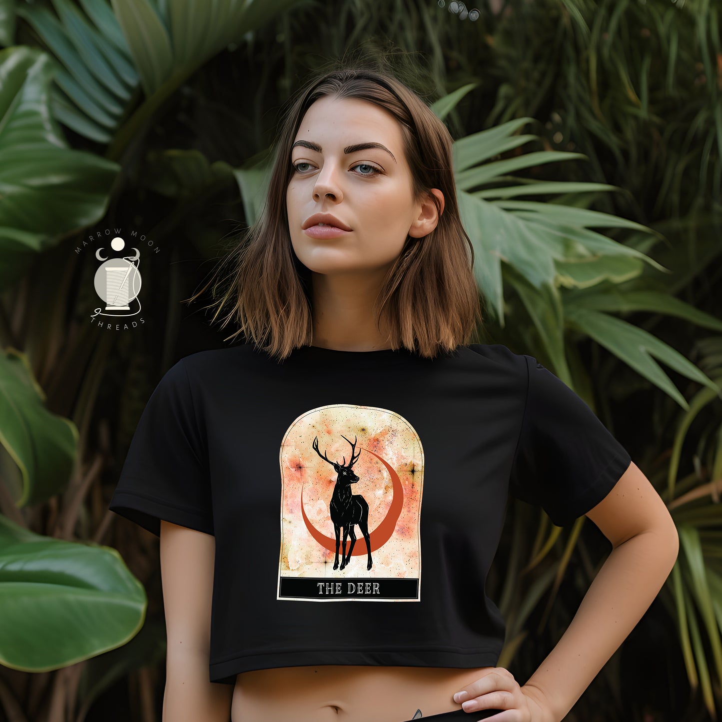 Witch's Familiar Deer Spirit Animal Shirt Crop Top Fairycore Dark Academia Witch Aesthetic Shirt