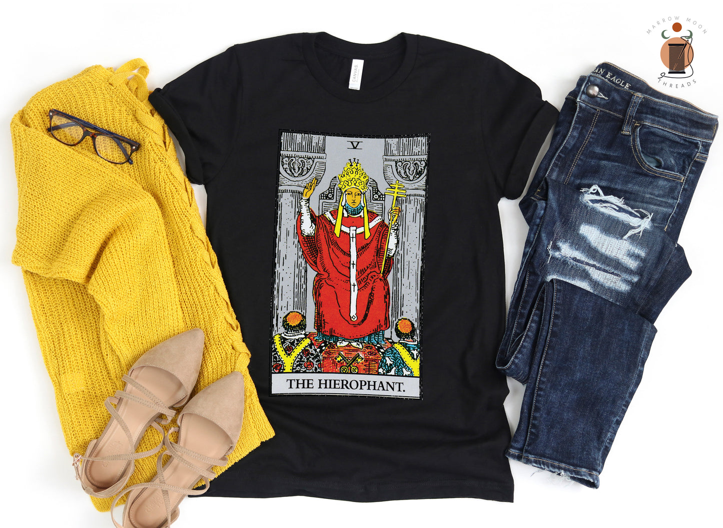 The Hierophant Tarot T-Shirt, Tarot Card Shirt, Hierophant Tarot, Men’s Tarot Tee, Women’s Tarot Tee, Gender Neutral, Bella Canvas 3001