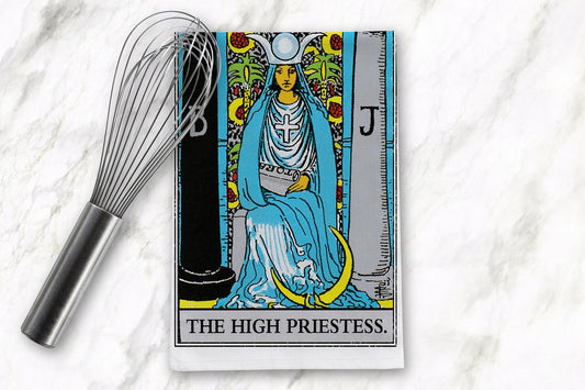 The High Priestess Tarot Card Tea Towel Goth Kitchen Decor