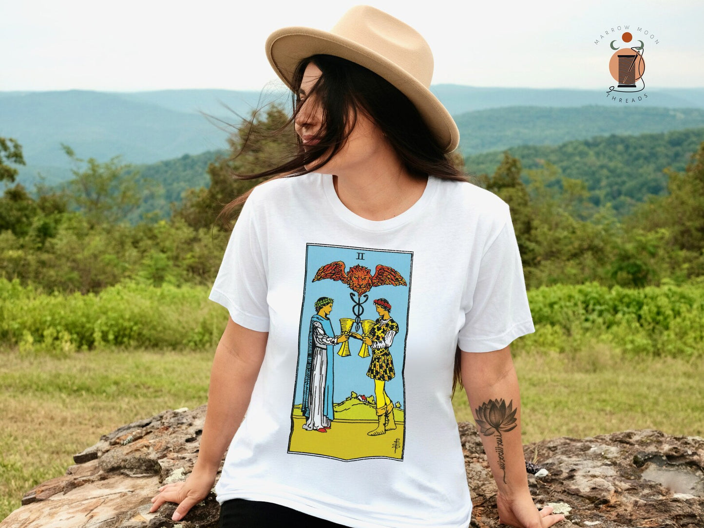 Two of Cups Tarot Card Shirt - Embrace Love and Harmony