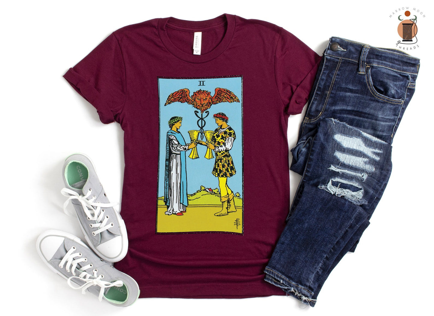 Two of Cups Tarot Card Shirt - Embrace Love and Harmony