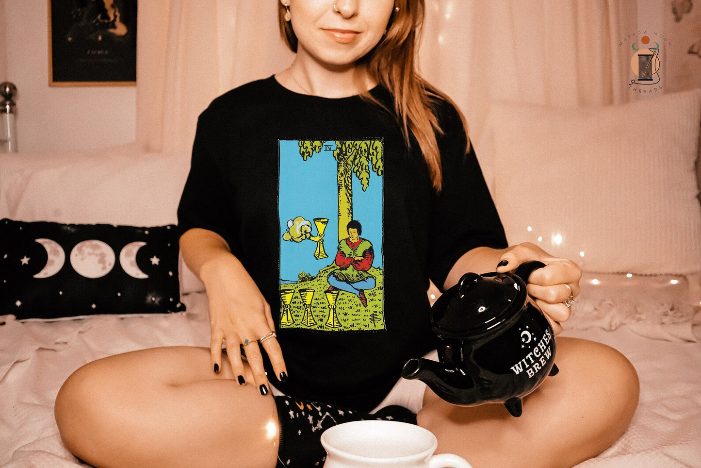 Four of Cups Tarot Card Shirt - Stay Grounded and Focused