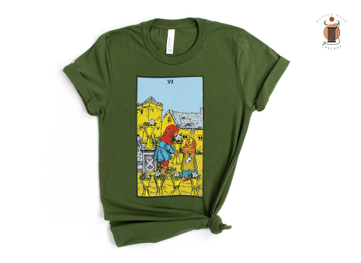 Six of Cups Tarot Card Shirt - Retro Nostalgia and Innocence