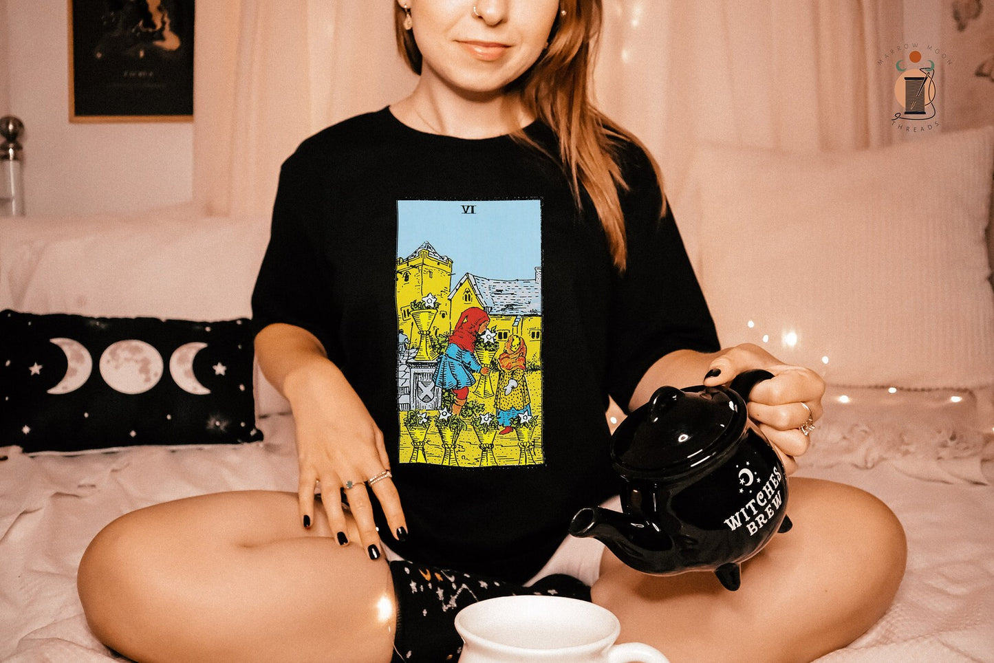 Six of Cups Tarot Card Shirt - Retro Nostalgia and Innocence