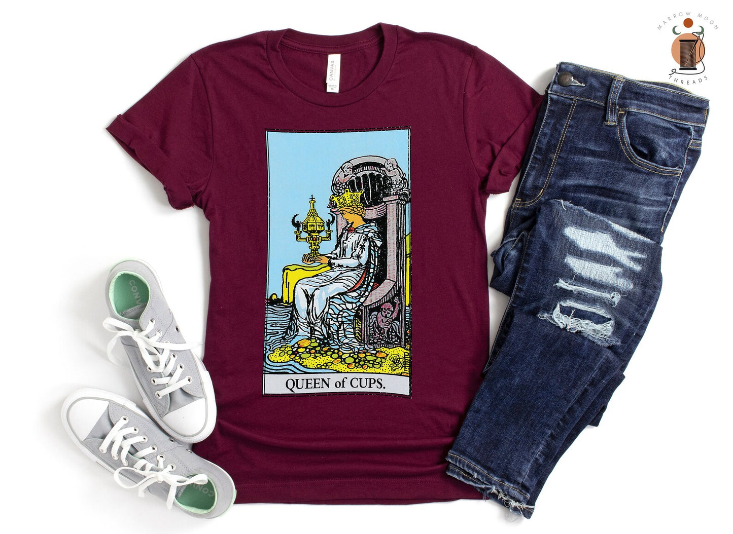 Queen of Cups Tarot Card Shirt Dark Academia Gift for Tarot Readers