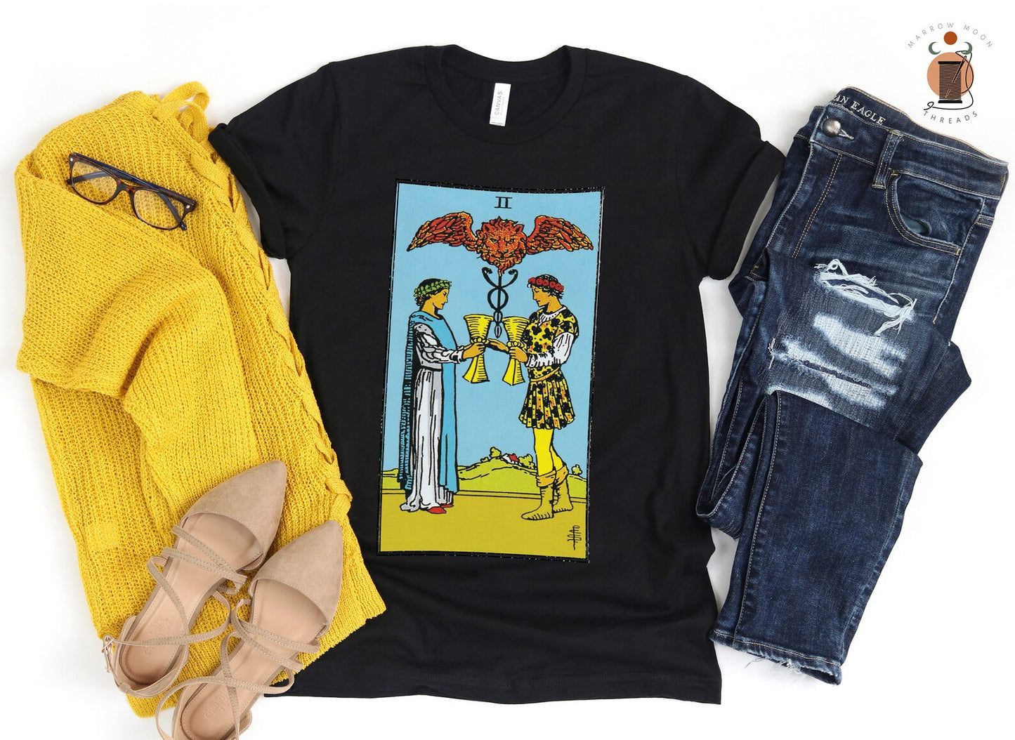 Two of Cups Tarot Card Shirt - Embrace Love and Harmony