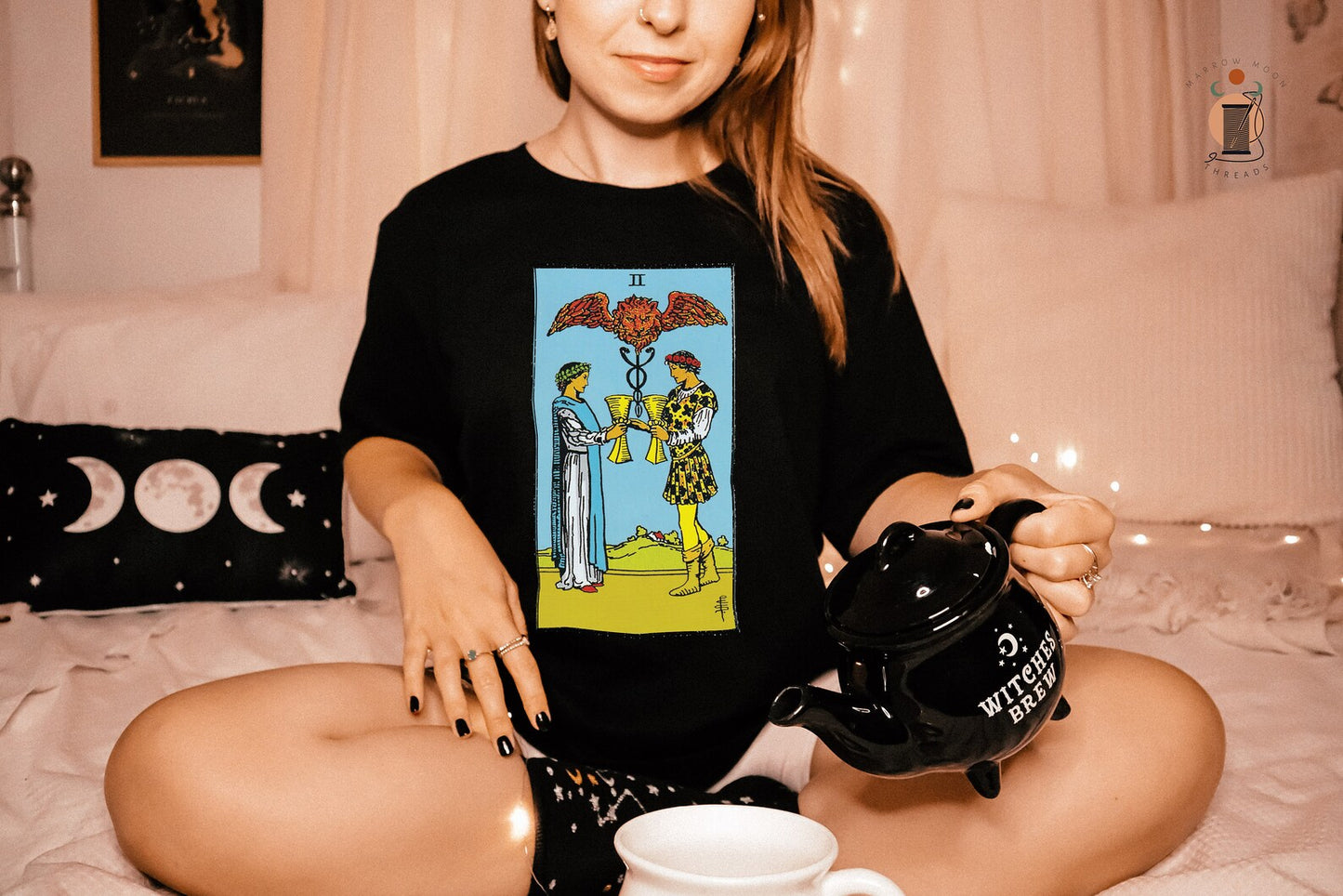 Two of Cups Tarot Card Shirt - Embrace Love and Harmony