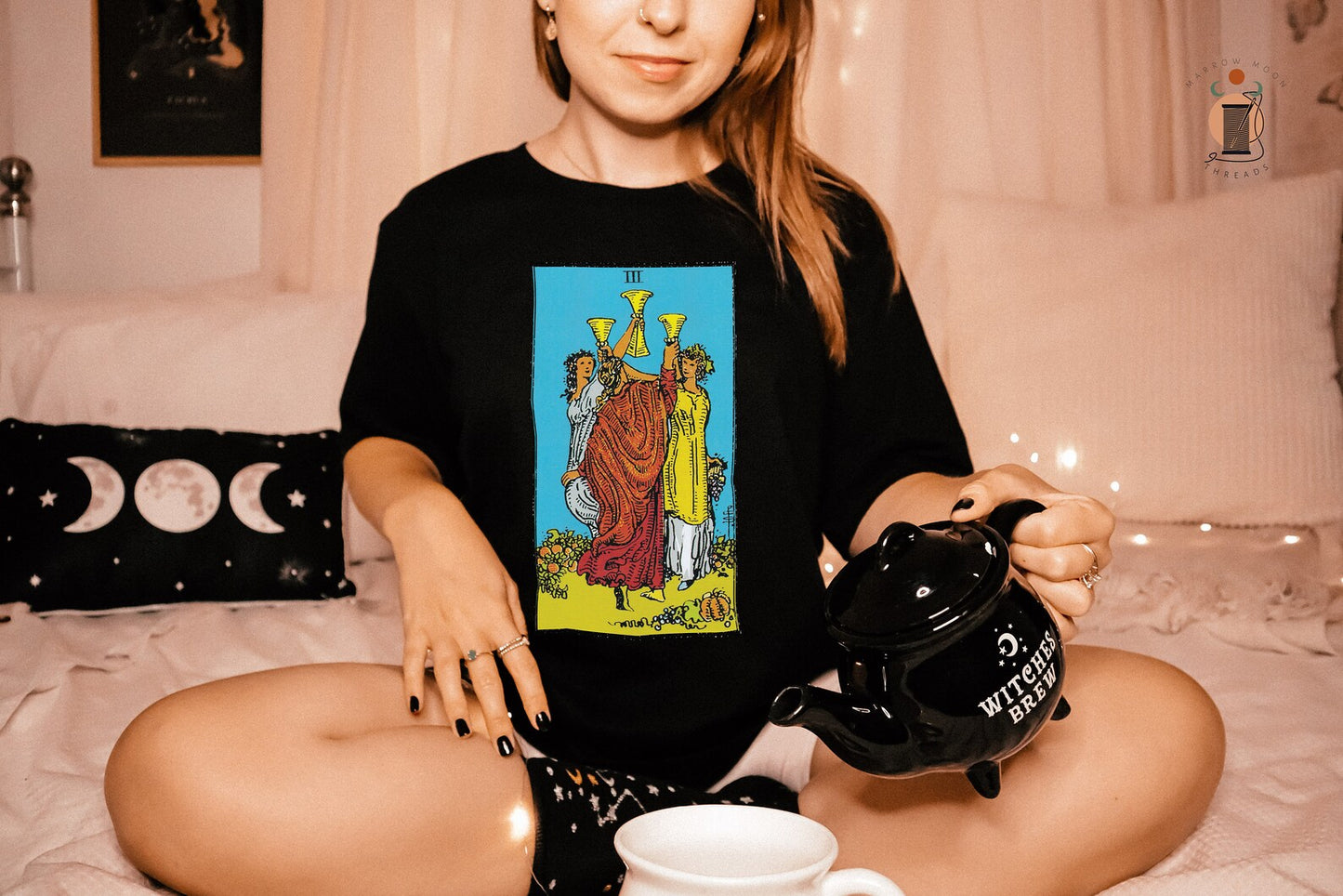 Three of Cups Tarot Card Shirt Dark Academia Gift for Tarot Readers