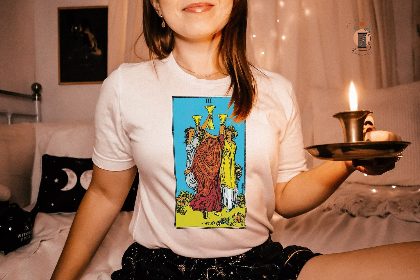 Three of Cups Tarot Card Shirt Dark Academia Gift for Tarot Readers