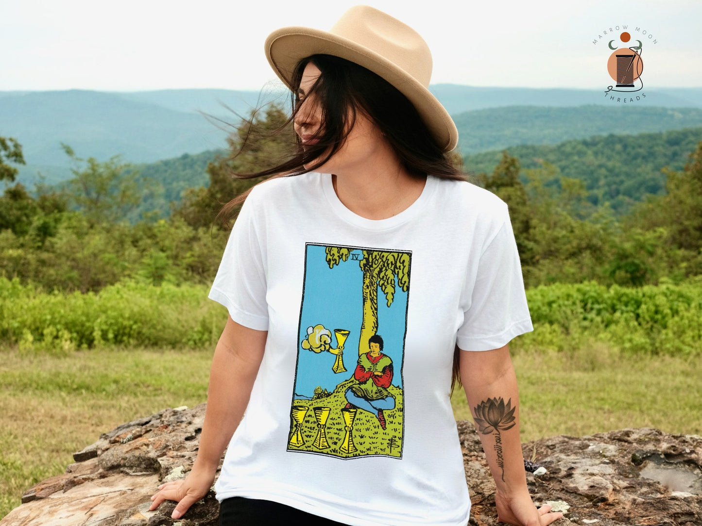 Four of Cups Tarot Card Shirt - Stay Grounded and Focused