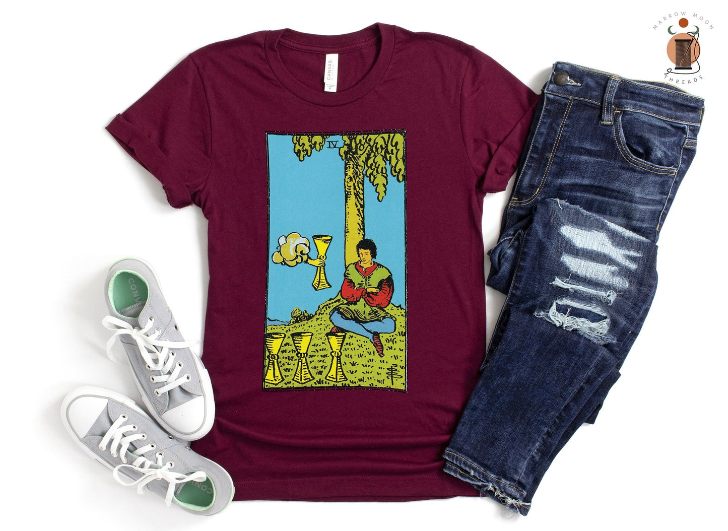 Four of Cups Tarot Card Shirt - Stay Grounded and Focused