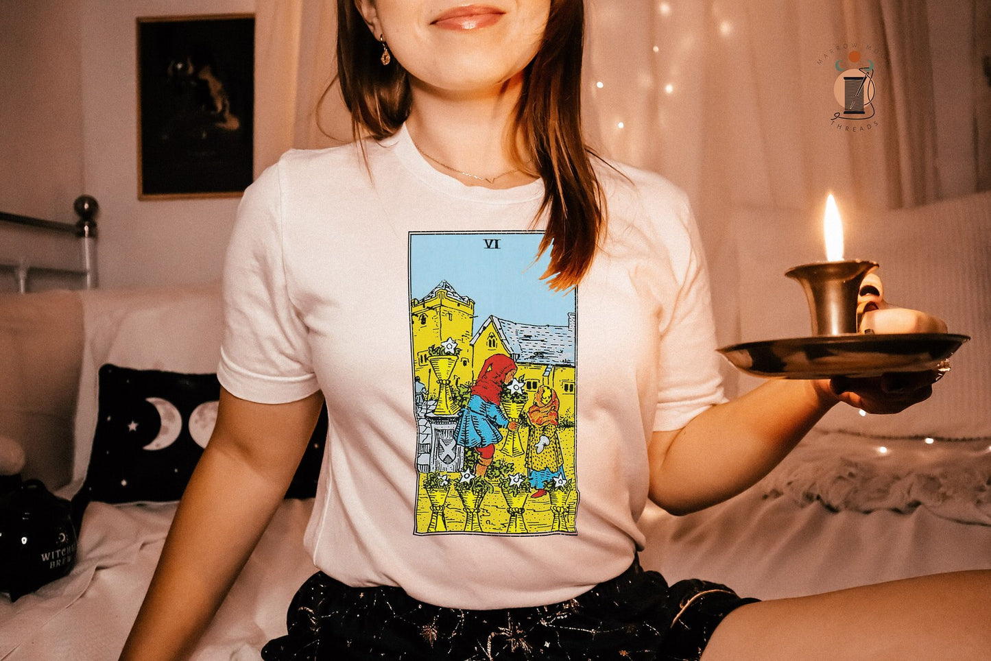 Six of Cups Tarot Card Shirt - Retro Nostalgia and Innocence