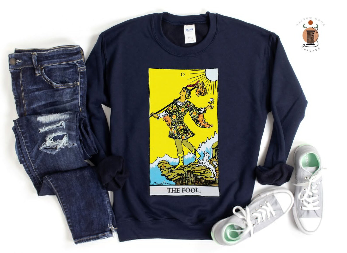 The Fool Tarot Card Shirt Witchy Sweater for Her or Him