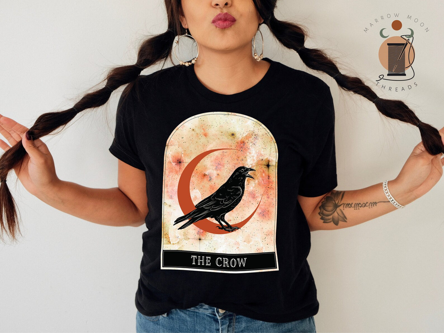 Witch's Familiar Crow Spirit Animal Shirt Raven Fairycore Dark Academia Witch Aesthetic Shirt