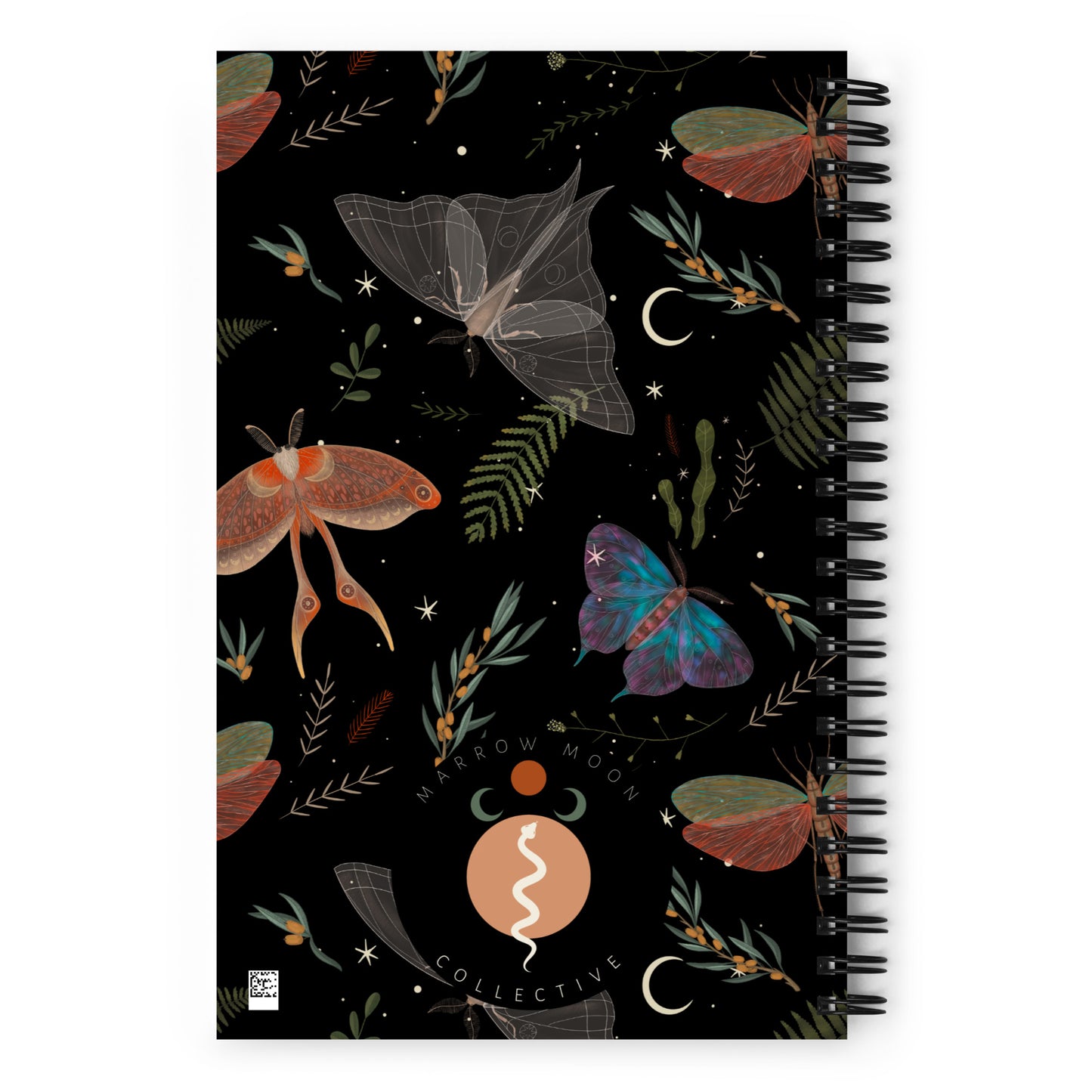 Dark Forest Moth Journal with a Witchy Aesthetic Gothic Notebook