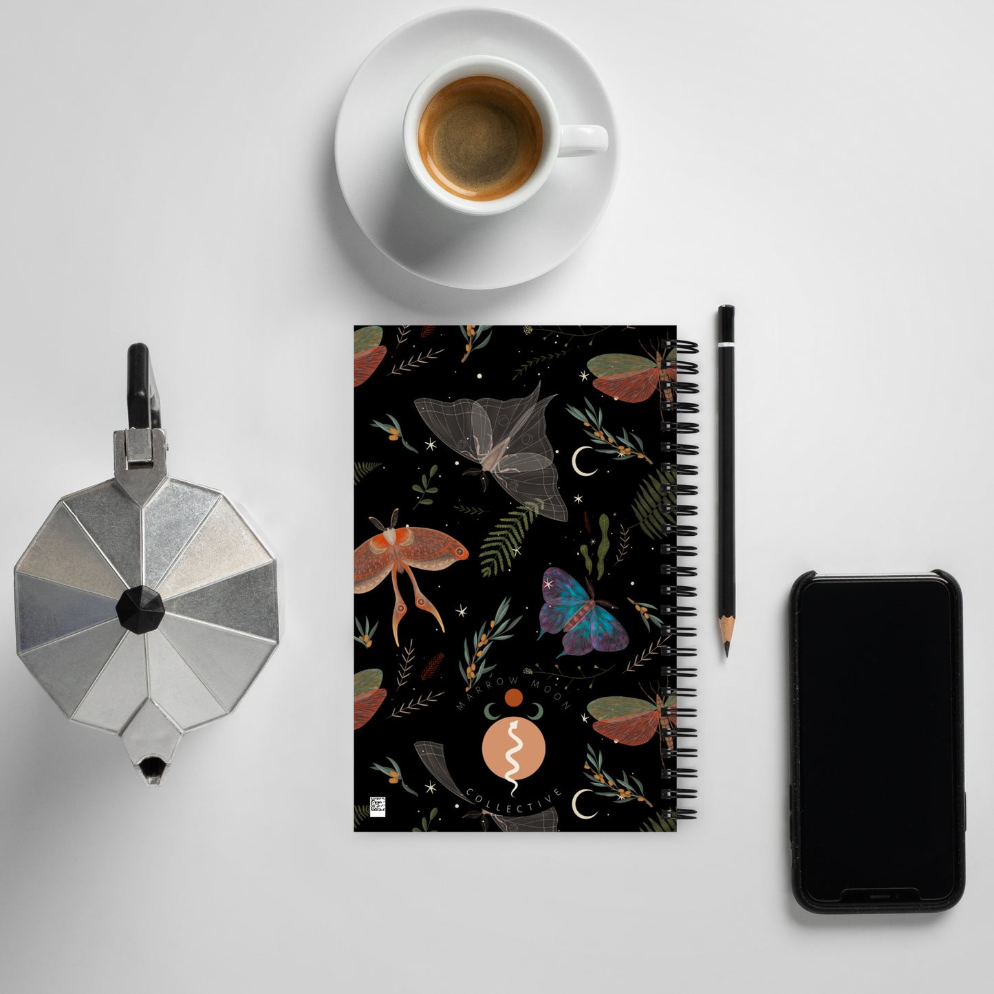 Dark Forest Moth Journal with a Witchy Aesthetic Gothic Notebook