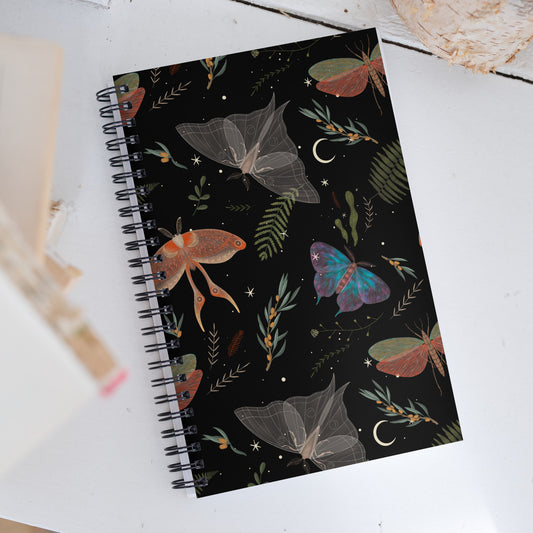 Dark Forest Moth Journal with a Witchy Aesthetic Gothic Notebook