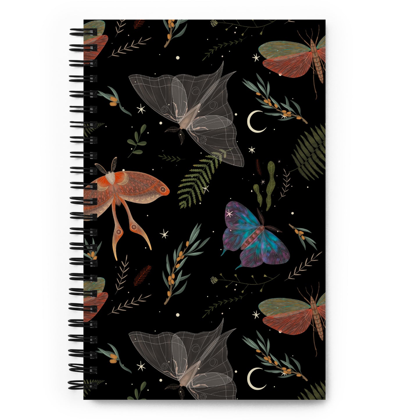 Dark Forest Moth Journal with a Witchy Aesthetic Gothic Notebook