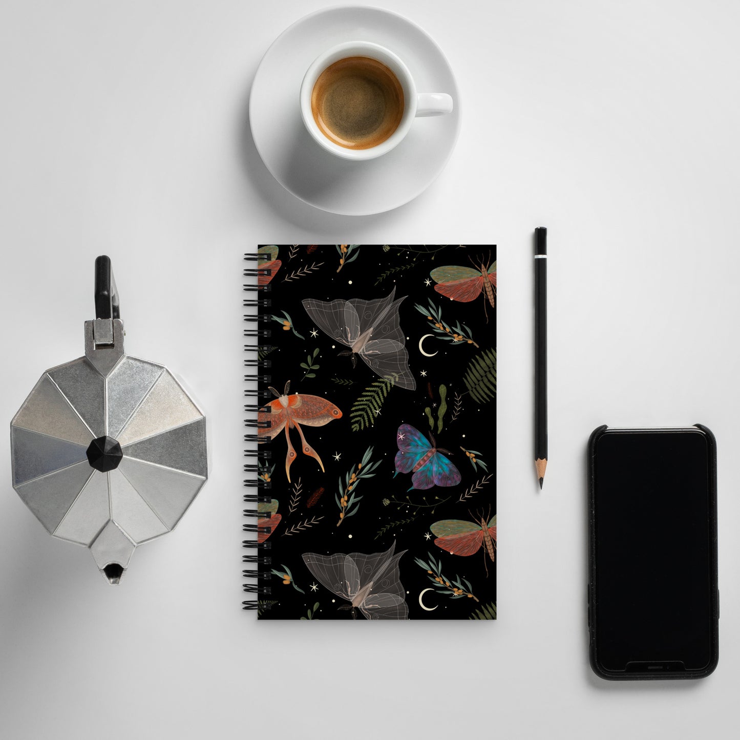 Dark Forest Moth Journal with a Witchy Aesthetic Gothic Notebook