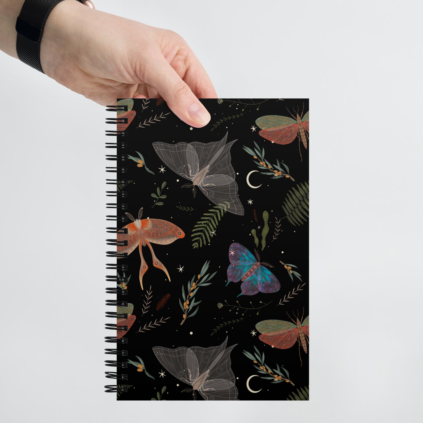 Dark Forest Moth Journal with a Witchy Aesthetic Gothic Notebook