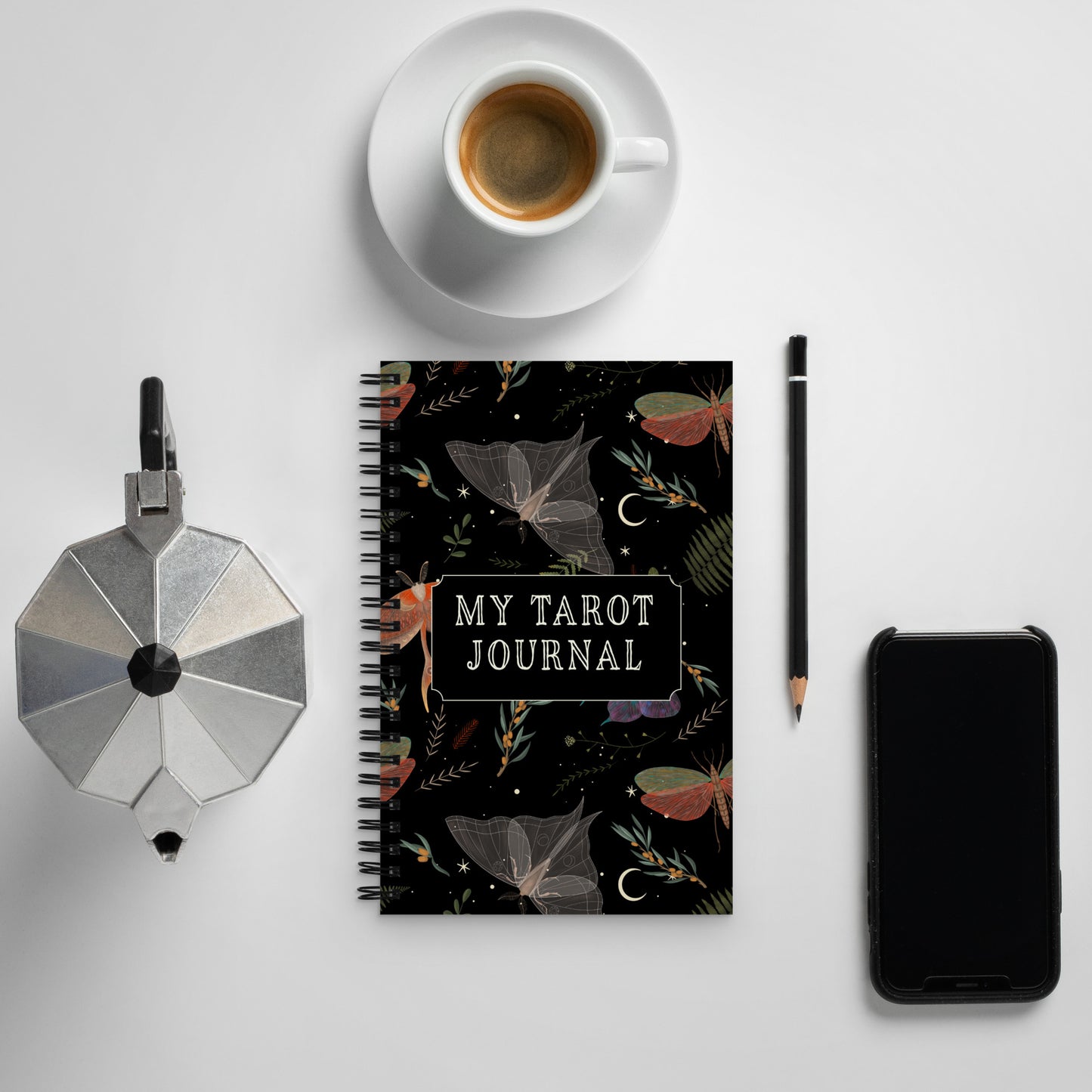 Dark Forest Moth Tarot Journal with a Witchy Aesthetic Gothic Notebook