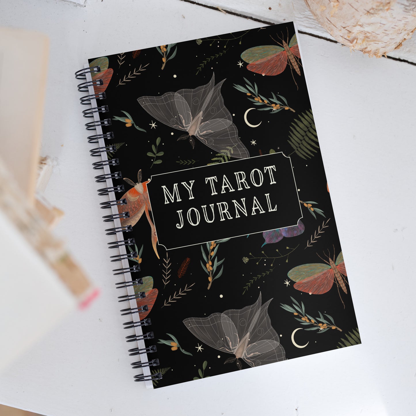 Dark Forest Moth Tarot Journal with a Witchy Aesthetic Gothic Notebook