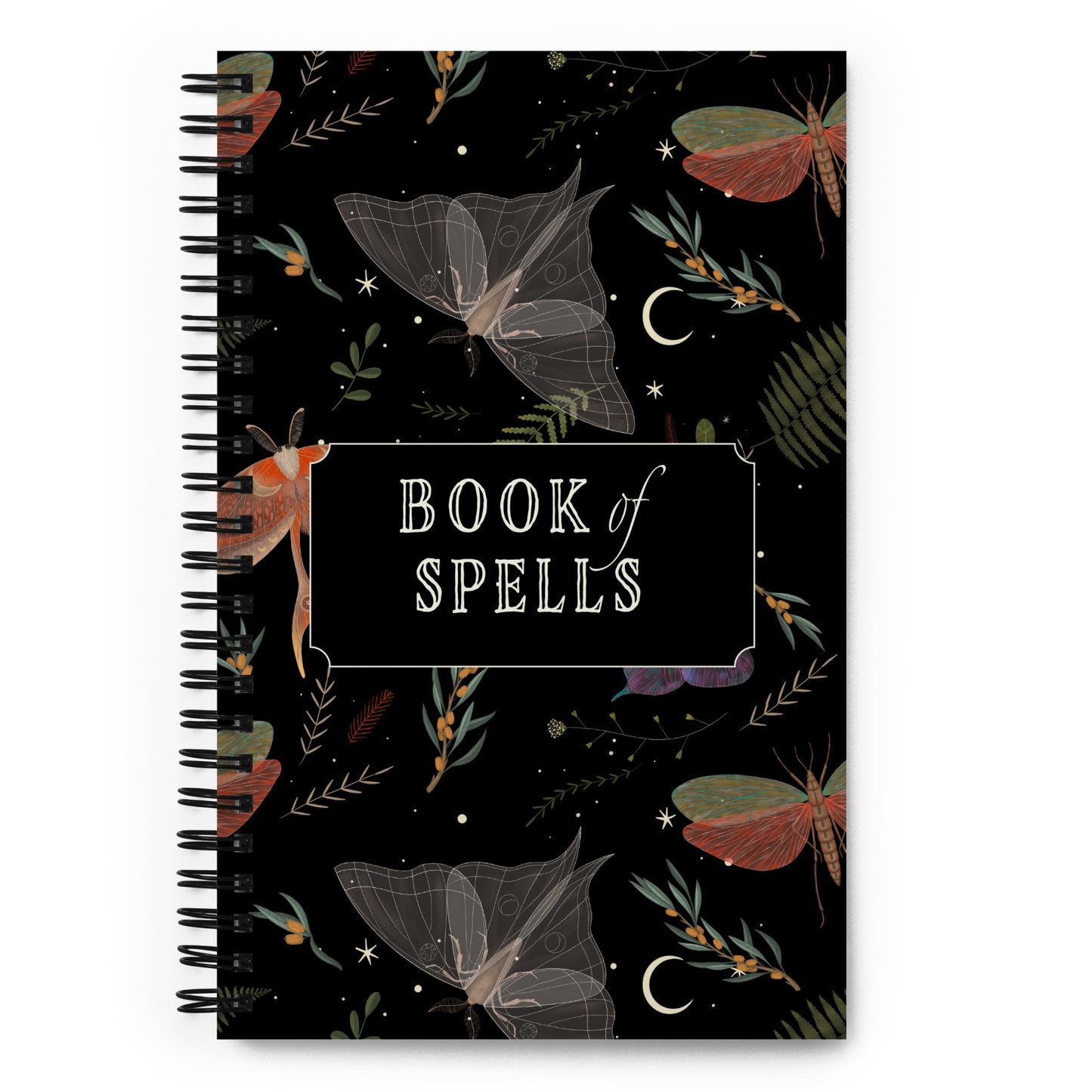 Dark Forest Moth Book of Spells Journal with a Witchy Aesthetic Gothic Notebook