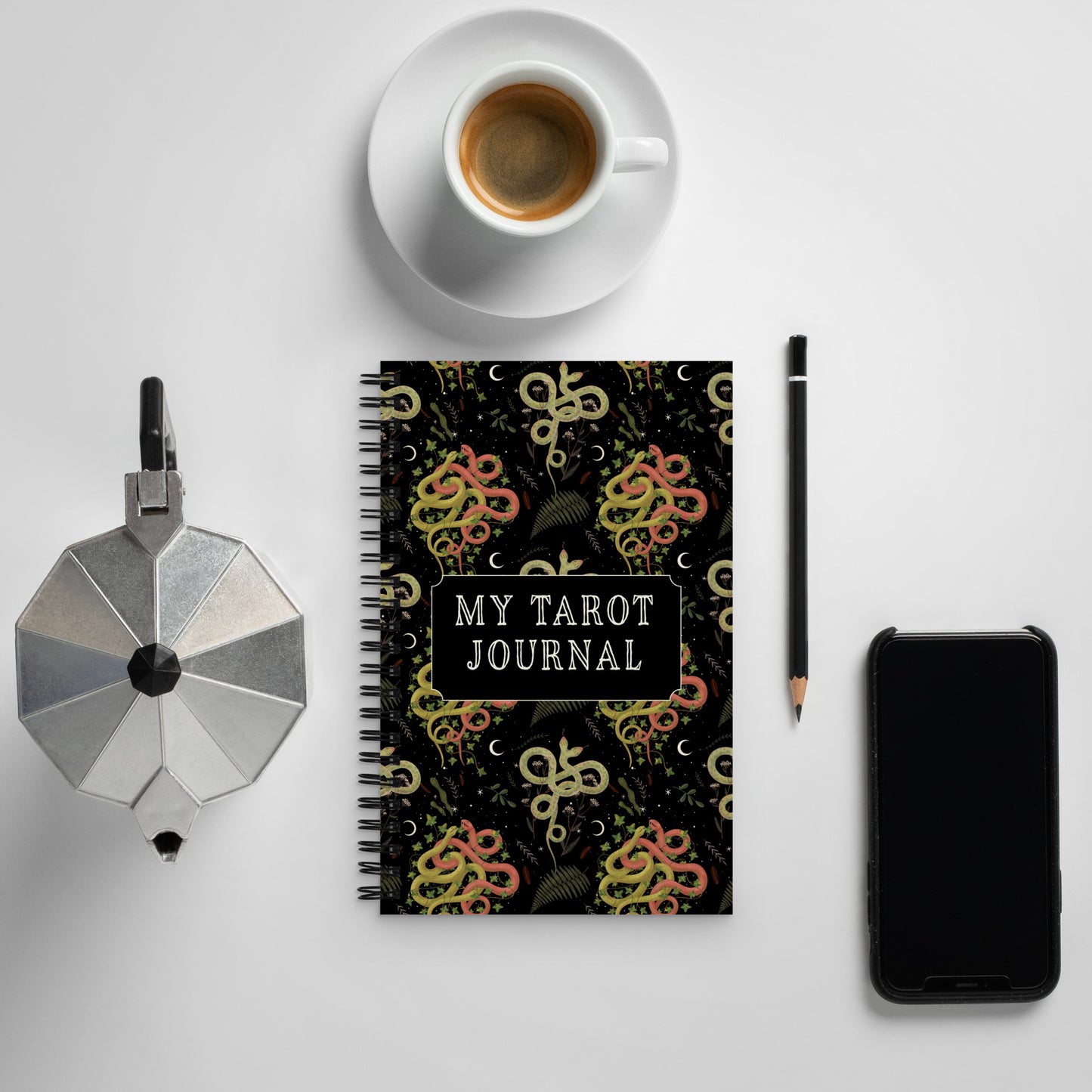 Dark Forest Serpent Magic Tarot Journal with a Witchy Aesthetic Gothic Snake Notebook