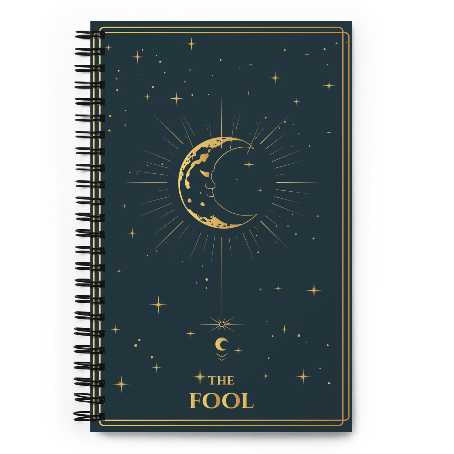 The Fool Tarot Card Journal with a Witchy Aesthetic Gold and Blue Tarot Notebook