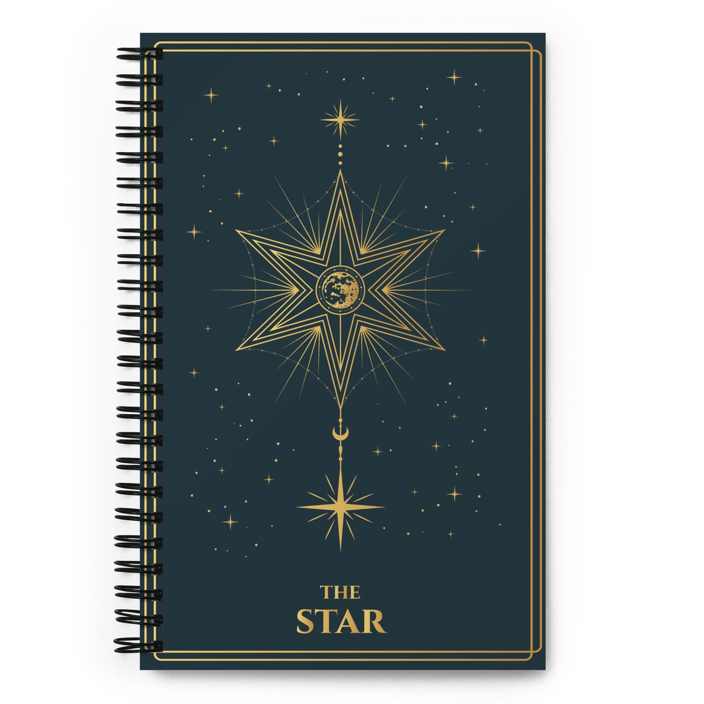 The Star Tarot Card Journal with a Witchy Aesthetic Gold and Blue Tarot Notebook