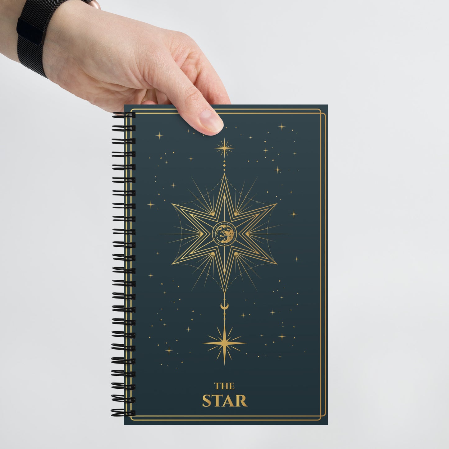 The Star Tarot Card Journal with a Witchy Aesthetic Gold and Blue Tarot Notebook