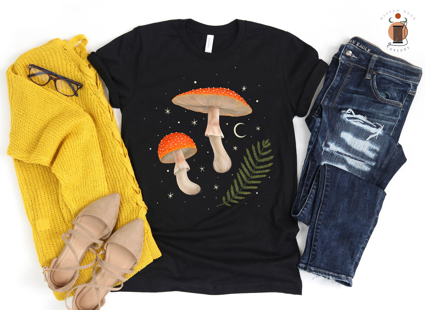 Celestial Mushroom Mystical Wild Forest Shirt Magical Gift for Nature Lovers