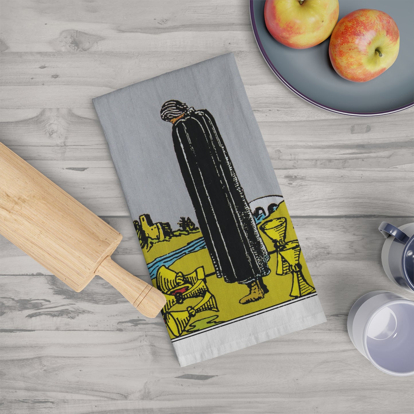 The Five of Cups Tarot Card Tea Towel Goth Kitchen Decor