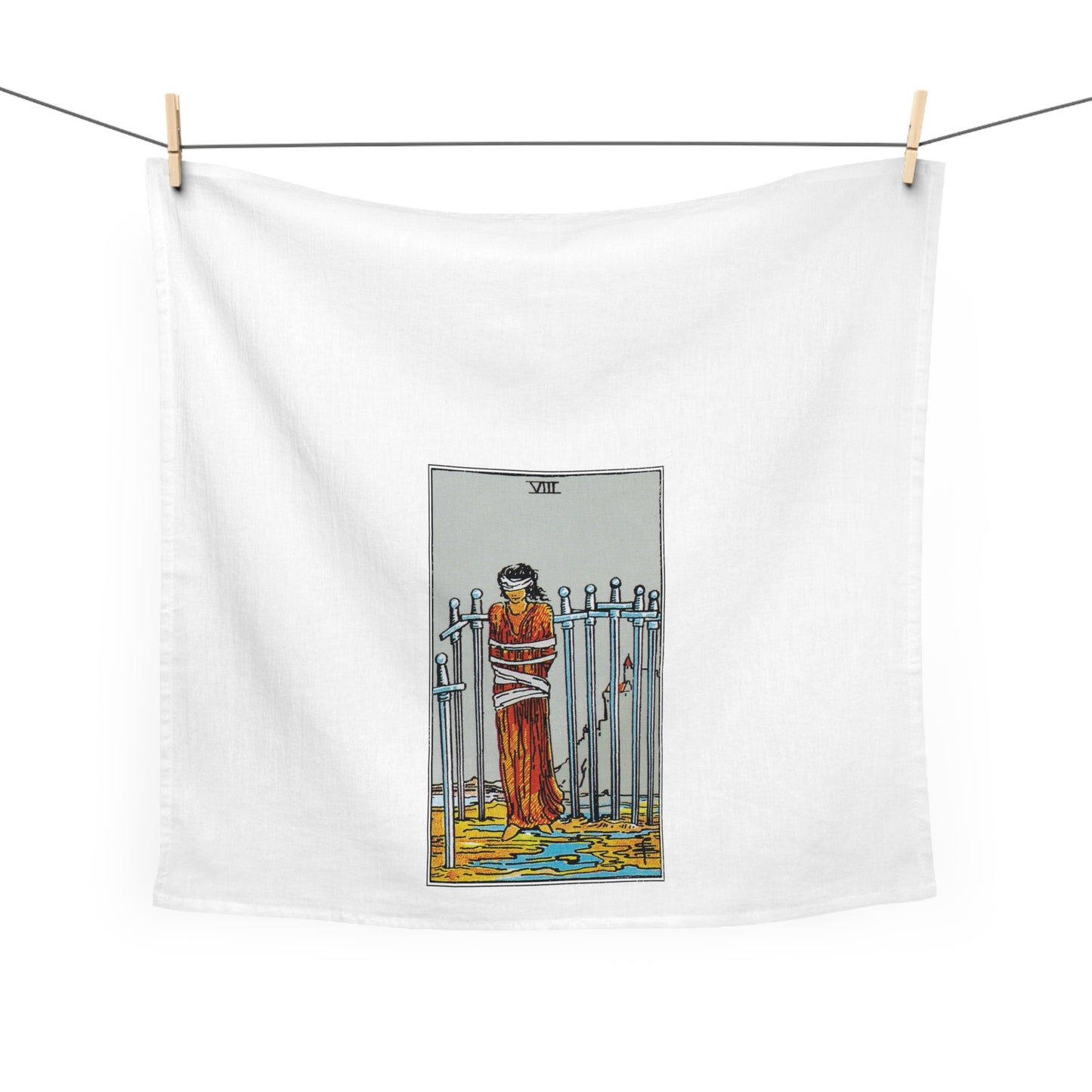 The Eight of Swords Tarot Card Tea Towel Goth Kitchen Decor