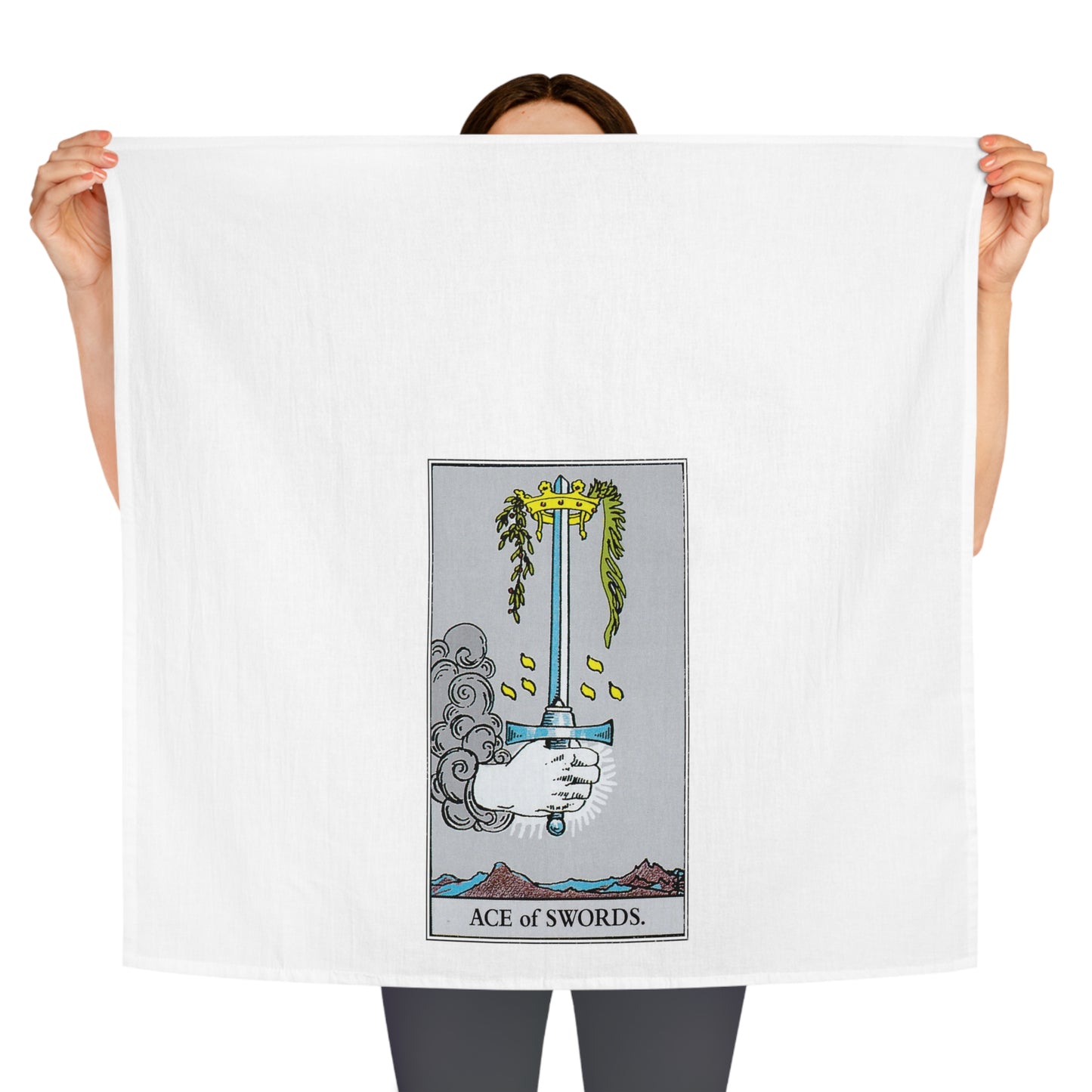 The Ace of Swords Tarot Card Tea Towel Goth Kitchen Decor