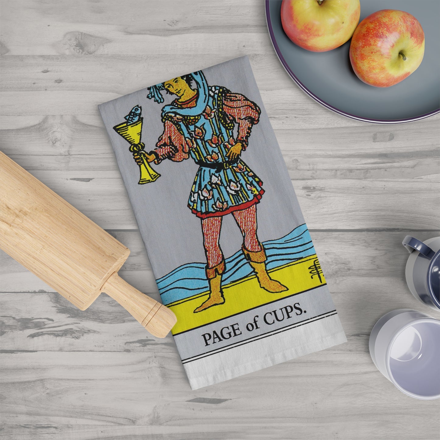 The Page of Cups Tarot Card Tea Towel Goth Kitchen Decor