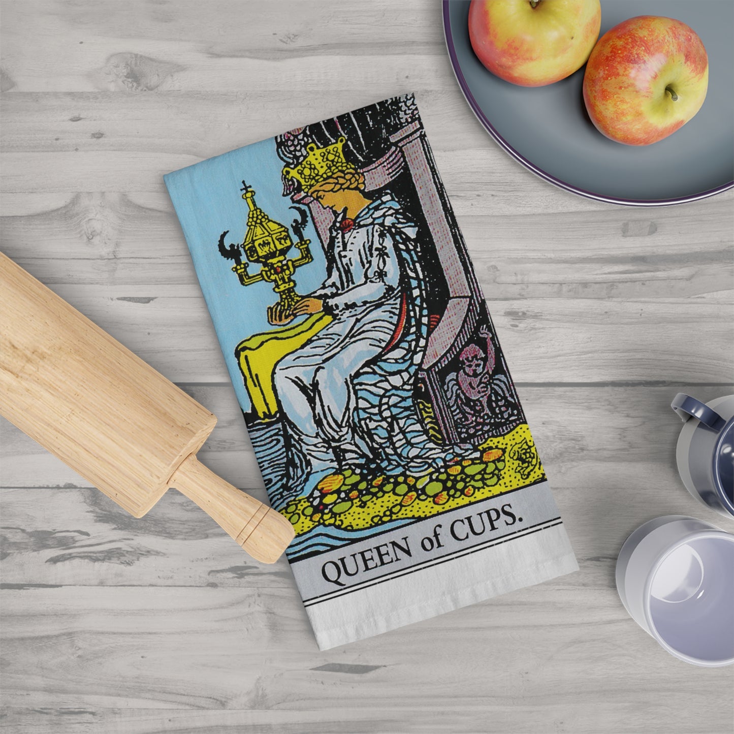 The Queen of Cups Tarot Card Tea Towel Goth Kitchen Decor