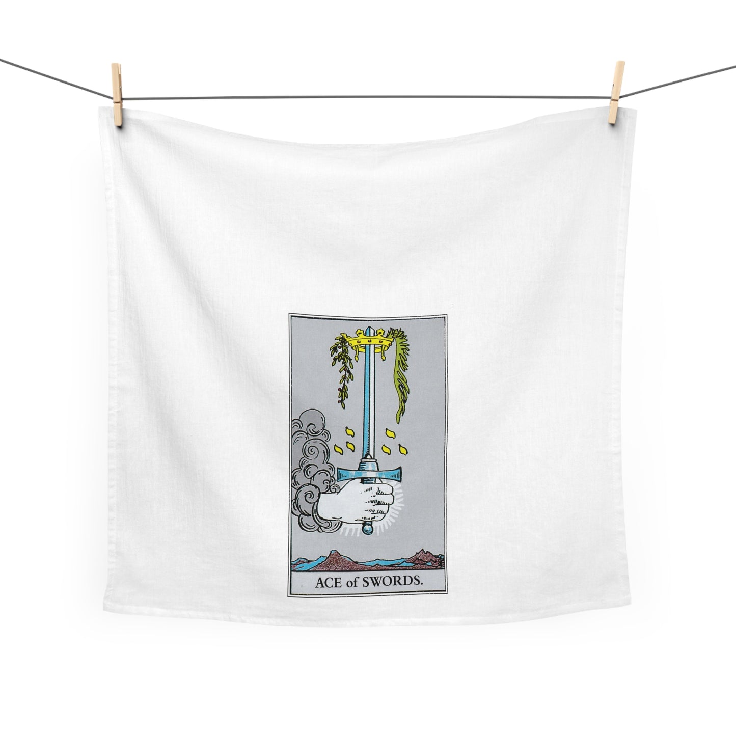 The Ace of Swords Tarot Card Tea Towel Goth Kitchen Decor