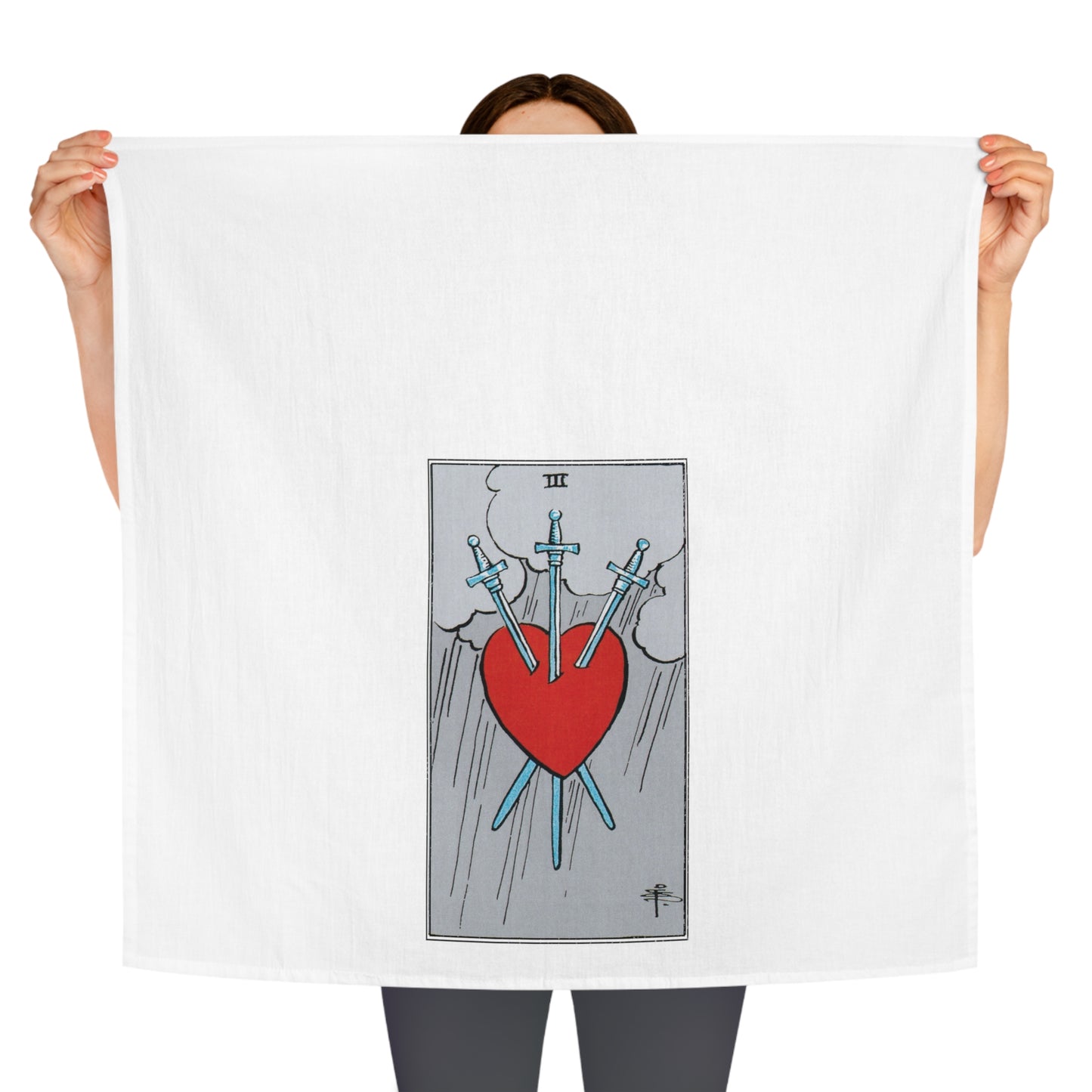 The Three of Swords Tarot Card Tea Towel Goth Kitchen Decor