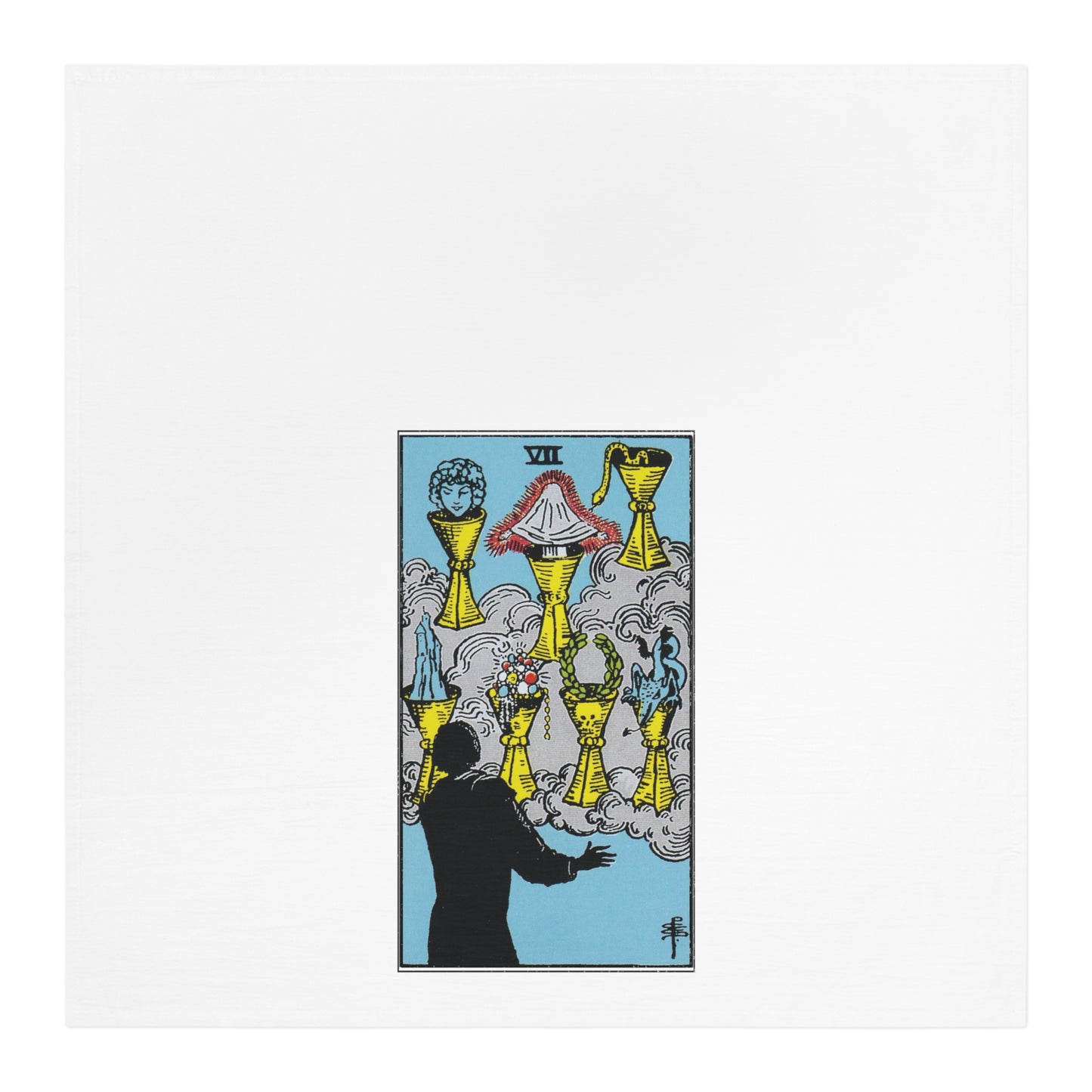 The Seven of Cups Tarot Card Tea Towel Goth Kitchen Decor