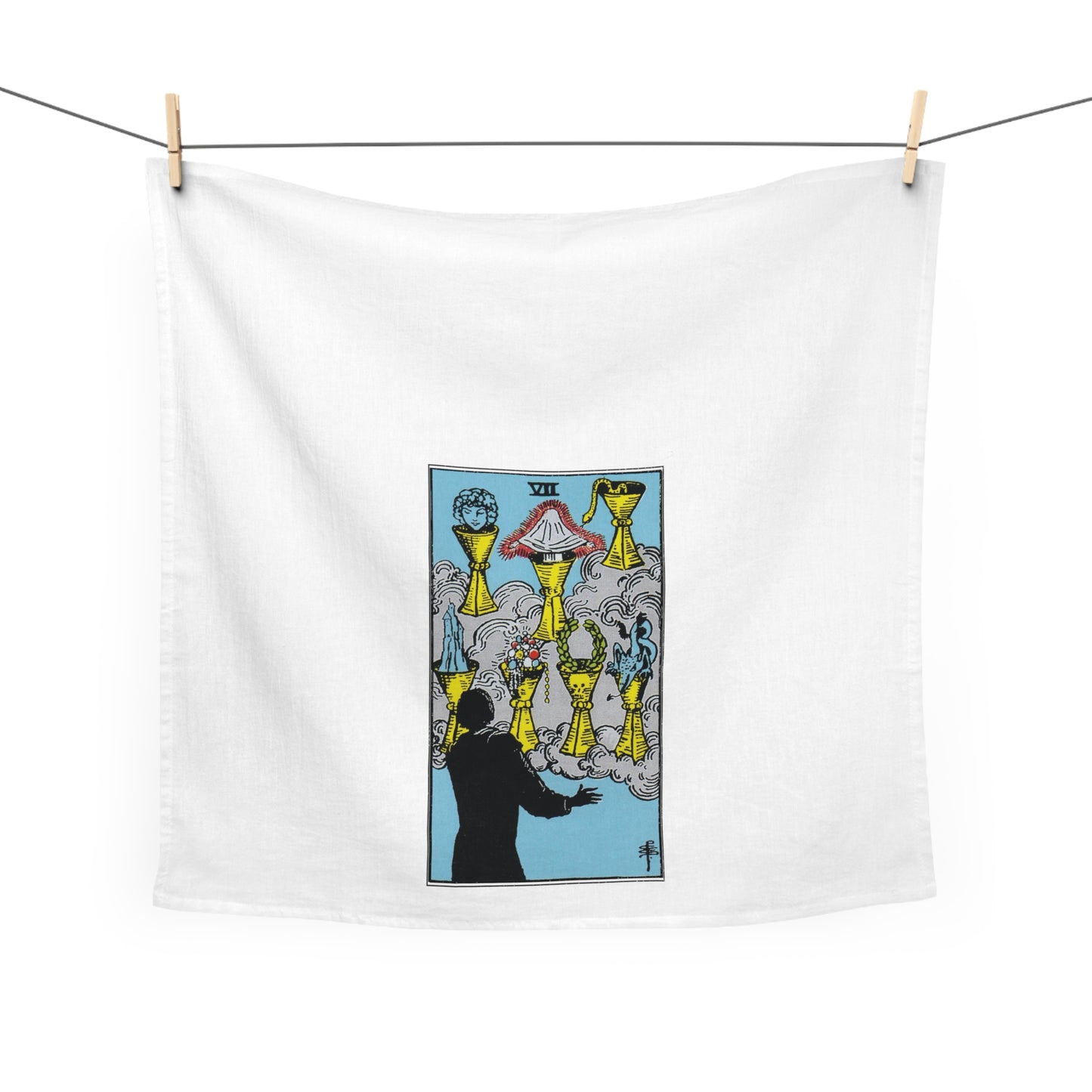 The Seven of Cups Tarot Card Tea Towel Goth Kitchen Decor