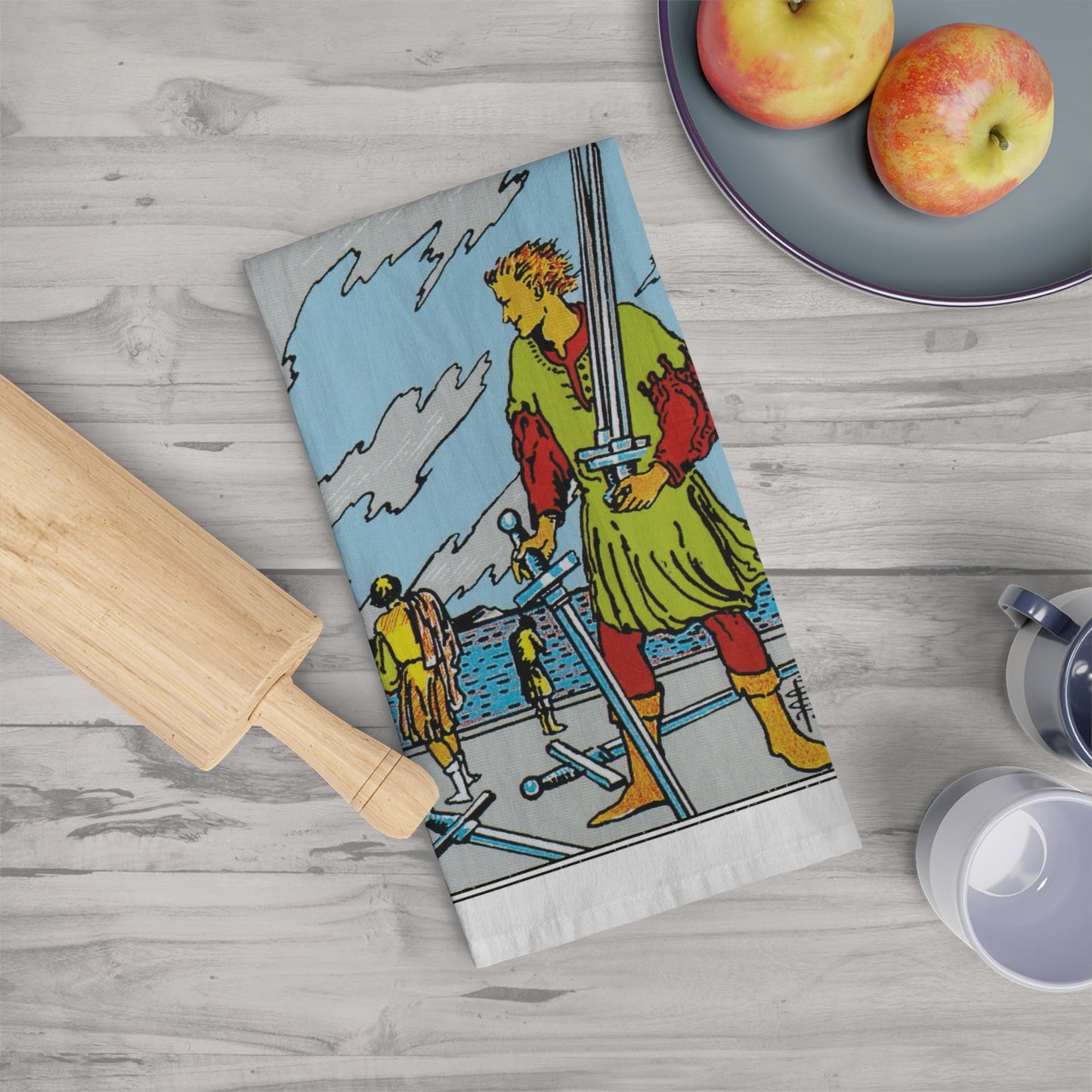 The Five of Swords Tarot Card Tea Towel Goth Kitchen Decor