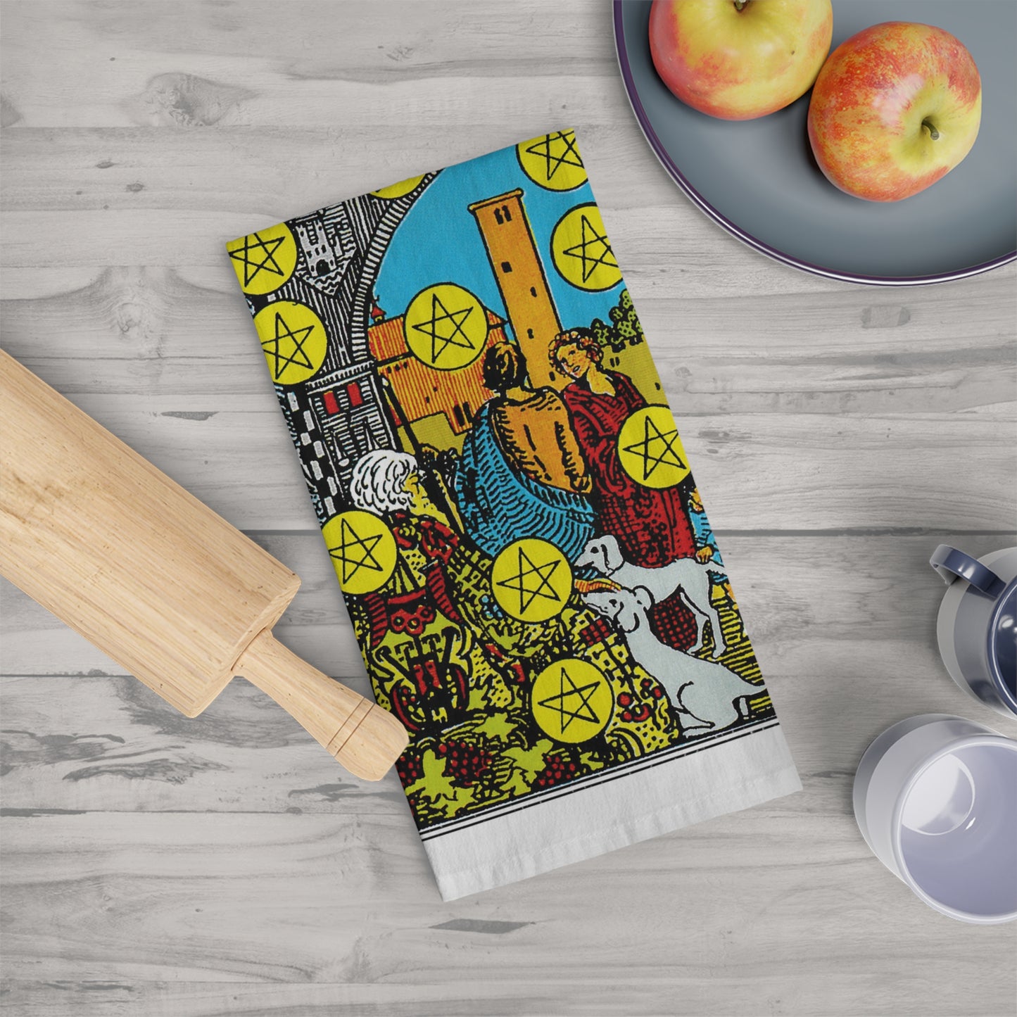 The Ten of Pentacles Tarot Card Tea Towel Goth Kitchen Decor